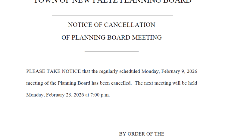 Public Notice - Cancellation of February 9, 2026 Planning Board Meeting